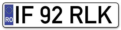 Placuta inmatriculare numar auto  IF-92-RLK, IF 92 RLK, IF92RLK