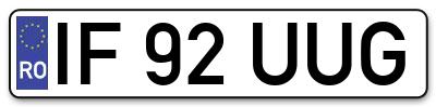 Placuta inmatriculare numar auto  IF-92-UUG, IF 92 UUG, IF92UUG