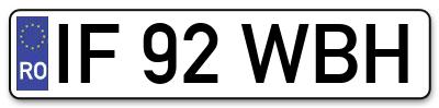 Placuta inmatriculare numar auto  IF-92-WBH, IF 92 WBH, IF92WBH