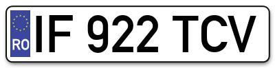 Placuta inmatriculare numar auto  IF-922-TCV, IF 922 TCV, IF922TCV