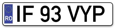 Placuta inmatriculare numar auto  IF-93-VYP, IF 93 VYP, IF93VYP