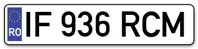 Placuta inmatriculare numar auto  IF-936-RCM, IF 936 RCM, IF936RCM