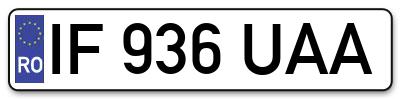 Placuta inmatriculare numar auto  IF-936-UAA, IF 936 UAA, IF936UAA
