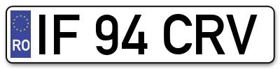 Placuta inmatriculare numar auto  IF-94-CRV, IF 94 CRV, IF94CRV