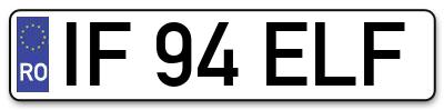 Placuta inmatriculare numar auto  IF-94-ELF, IF 94 ELF, IF94ELF