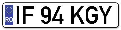 Placuta inmatriculare numar auto  IF-94-KGY, IF 94 KGY, IF94KGY