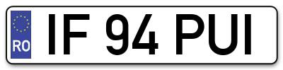 Placuta inmatriculare numar auto  IF-94-PUI, IF 94 PUI, IF94PUI