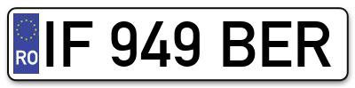 Placuta inmatriculare numar auto  IF-949-BER, IF 949 BER, IF949BER