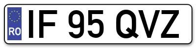 Placuta inmatriculare numar auto  IF-95-QVZ, IF 95 QVZ, IF95QVZ