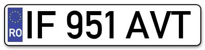 Placuta inmatriculare numar auto  IF-951-AVT, IF 951 AVT, IF951AVT