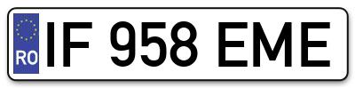 Placuta inmatriculare numar auto  IF-958-EME, IF 958 EME, IF958EME
