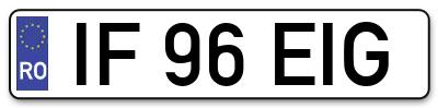 Placuta inmatriculare numar auto  IF-96-EIG, IF 96 EIG, IF96EIG
