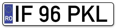 Placuta inmatriculare numar auto  IF-96-PKL, IF 96 PKL, IF96PKL