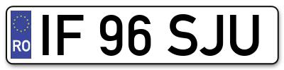 Placuta inmatriculare numar auto  IF-96-SJU, IF 96 SJU, IF96SJU