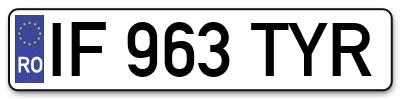 Placuta inmatriculare numar auto  IF-963-TYR, IF 963 TYR, IF963TYR