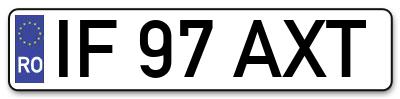 Placuta inmatriculare numar auto  IF-97-AXT, IF 97 AXT, IF97AXT