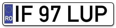 Placuta inmatriculare numar auto  IF-97-LUP, IF 97 LUP, IF97LUP