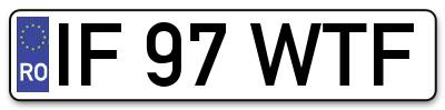 Placuta inmatriculare numar auto  IF-97-WTF, IF 97 WTF, IF97WTF