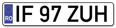 Placuta inmatriculare numar auto  IF-97-ZUH, IF 97 ZUH, IF97ZUH