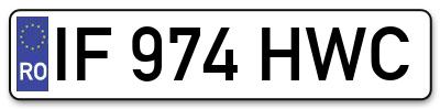 Placuta inmatriculare numar auto  IF-974-HWC, IF 974 HWC, IF974HWC