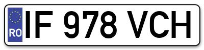 Placuta inmatriculare numar auto  IF-978-VCH, IF 978 VCH, IF978VCH