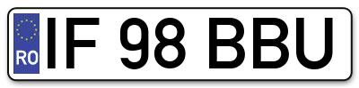 Placuta inmatriculare numar auto  IF-98-BBU, IF 98 BBU, IF98BBU