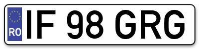 Placuta inmatriculare numar auto  IF-98-GRG, IF 98 GRG, IF98GRG