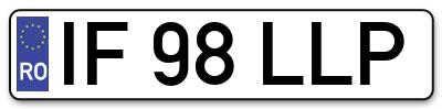 Placuta inmatriculare numar auto  IF-98-LLP, IF 98 LLP, IF98LLP