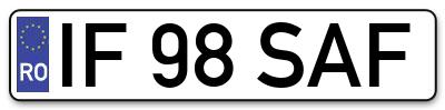 Placuta inmatriculare numar auto  IF-98-SAF, IF 98 SAF, IF98SAF