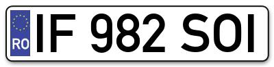 Placuta inmatriculare numar auto  IF-982-SOI, IF 982 SOI, IF982SOI