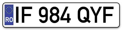 Placuta inmatriculare numar auto  IF-984-QYF, IF 984 QYF, IF984QYF