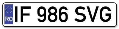 Placuta inmatriculare numar auto  IF-986-SVG, IF 986 SVG, IF986SVG