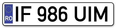 Placuta inmatriculare numar auto  IF-986-UIM, IF 986 UIM, IF986UIM