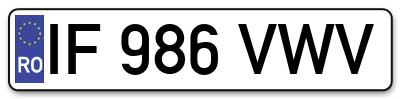 Placuta inmatriculare numar auto  IF-986-VWV, IF 986 VWV, IF986VWV