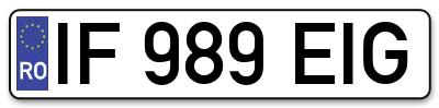 Placuta inmatriculare numar auto  IF-989-EIG, IF 989 EIG, IF989EIG