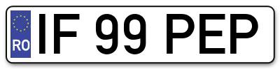 Placuta inmatriculare numar auto  IF-99-PEP, IF 99 PEP, IF99PEP
