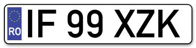 Placuta inmatriculare numar auto  IF-99-XZK, IF 99 XZK, IF99XZK