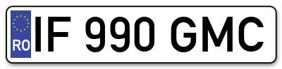 Placuta inmatriculare numar auto  IF-990-GMC, IF 990 GMC, IF990GMC