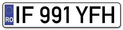 Placuta inmatriculare numar auto  IF-991-YFH, IF 991 YFH, IF991YFH