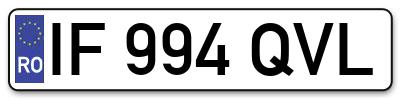 Placuta inmatriculare numar auto  IF-994-QVL, IF 994 QVL, IF994QVL