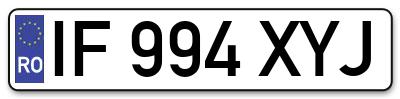 Placuta inmatriculare numar auto  IF-994-XYJ, IF 994 XYJ, IF994XYJ