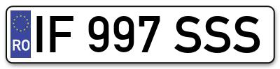 Placuta inmatriculare numar auto  IF-997-SSS, IF 997 SSS, IF997SSS