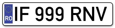 Placuta inmatriculare numar auto  IF-999-RNV, IF 999 RNV, IF999RNV