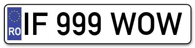 Placuta inmatriculare numar auto  IF-999-WOW, IF 999 WOW, IF999WOW