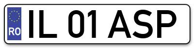 Placuta inmatriculare numar auto  IL-01-ASP, IL 01 ASP, IL01ASP