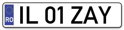 Placuta inmatriculare numar auto  IL-01-ZAY, IL 01 ZAY, IL01ZAY