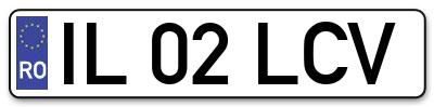 Placuta inmatriculare numar auto  IL-02-LCV, IL 02 LCV, IL02LCV