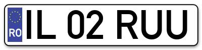Placuta inmatriculare numar auto  IL-02-RUU, IL 02 RUU, IL02RUU