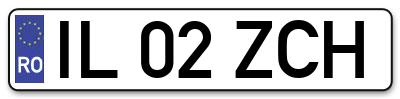 Placuta inmatriculare numar auto  IL-02-ZCH, IL 02 ZCH, IL02ZCH