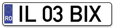Placuta inmatriculare numar auto  IL-03-BIX, IL 03 BIX, IL03BIX